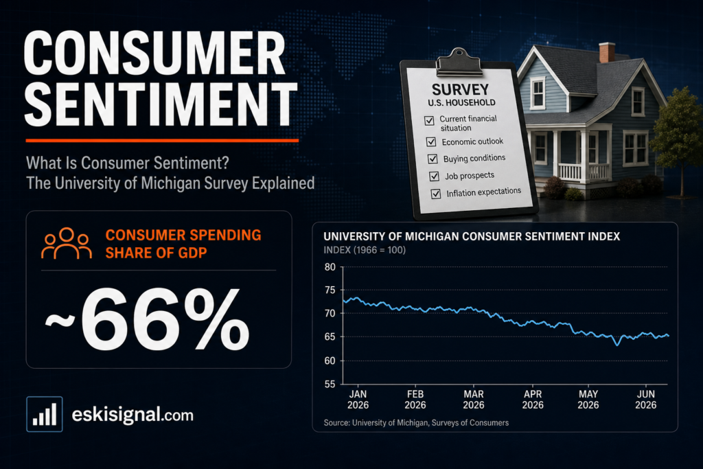 University of Michigan consumer sentiment survey explained banner showing consumer spending share of US GDP