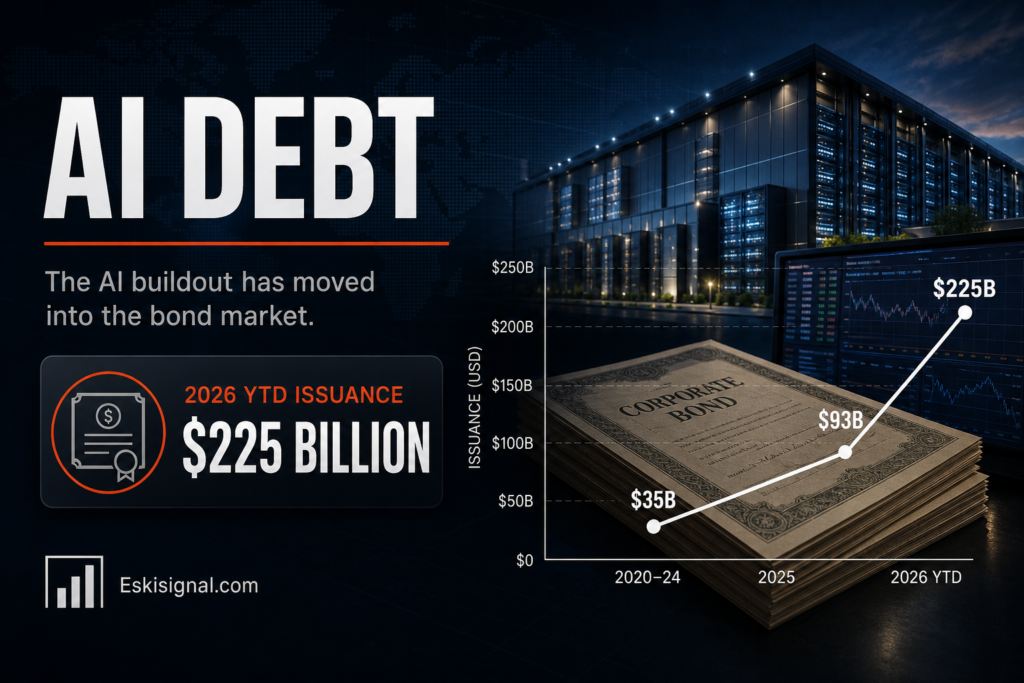 AI companies have shifted massive borrowing into the bond market, with 2026 issuance reaching $225 billion and a 100-year bond highlighting the scale of the AI capital cycle.